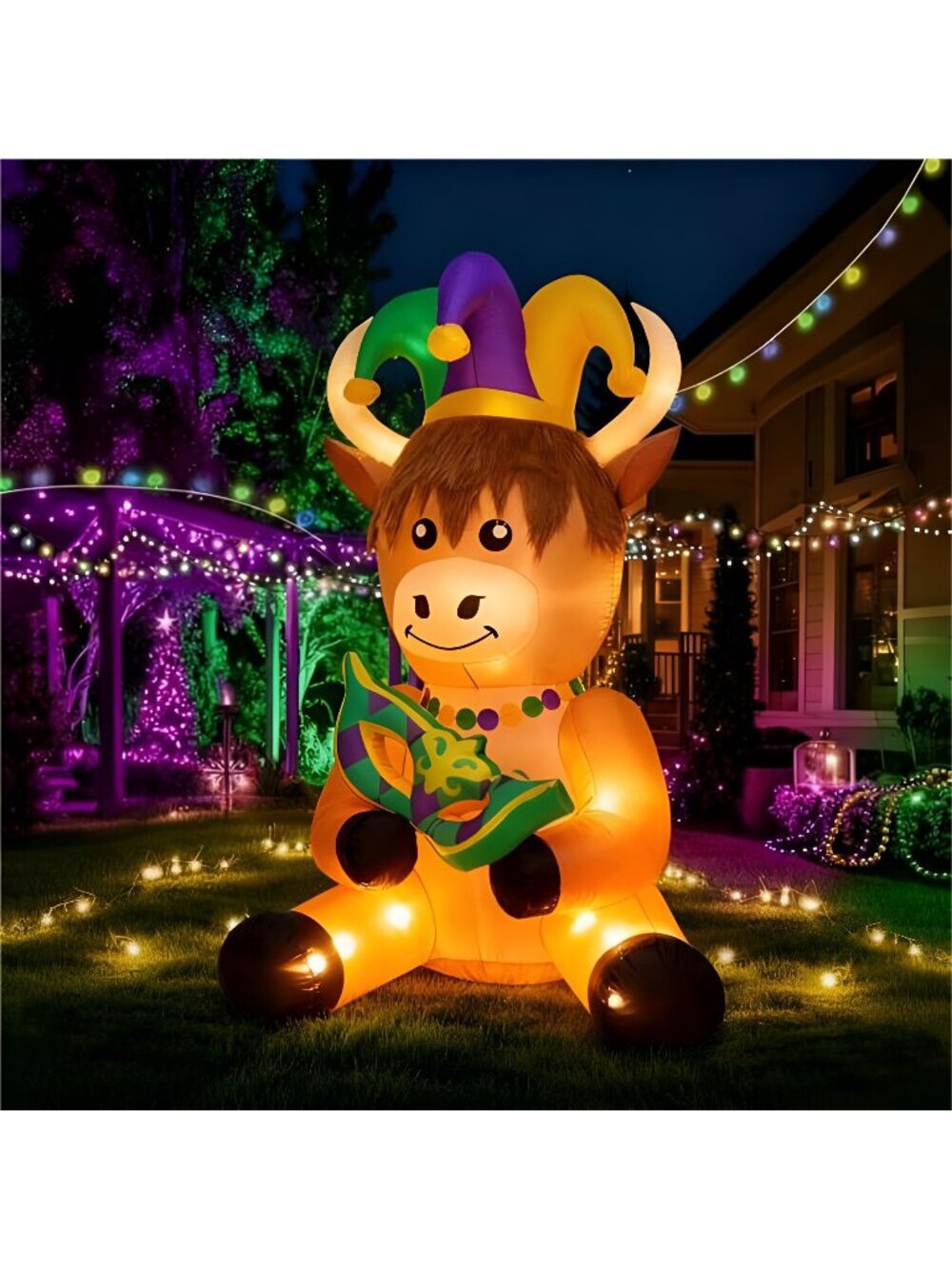 6 ft Huge Mardi Gras Inflatable Outdoor Decoration Mardi Gras Blow up
